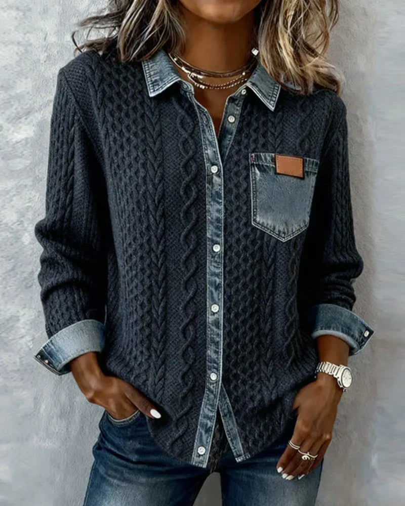 Patricia | Chaqueta de Punto con Detalles Vaqueros