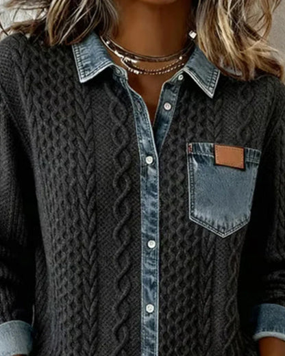 Patricia | Chaqueta de Punto con Detalles Vaqueros