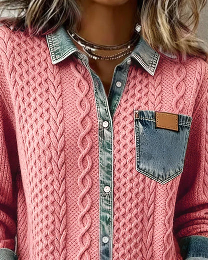 Patricia | Chaqueta de Punto con Detalles Vaqueros