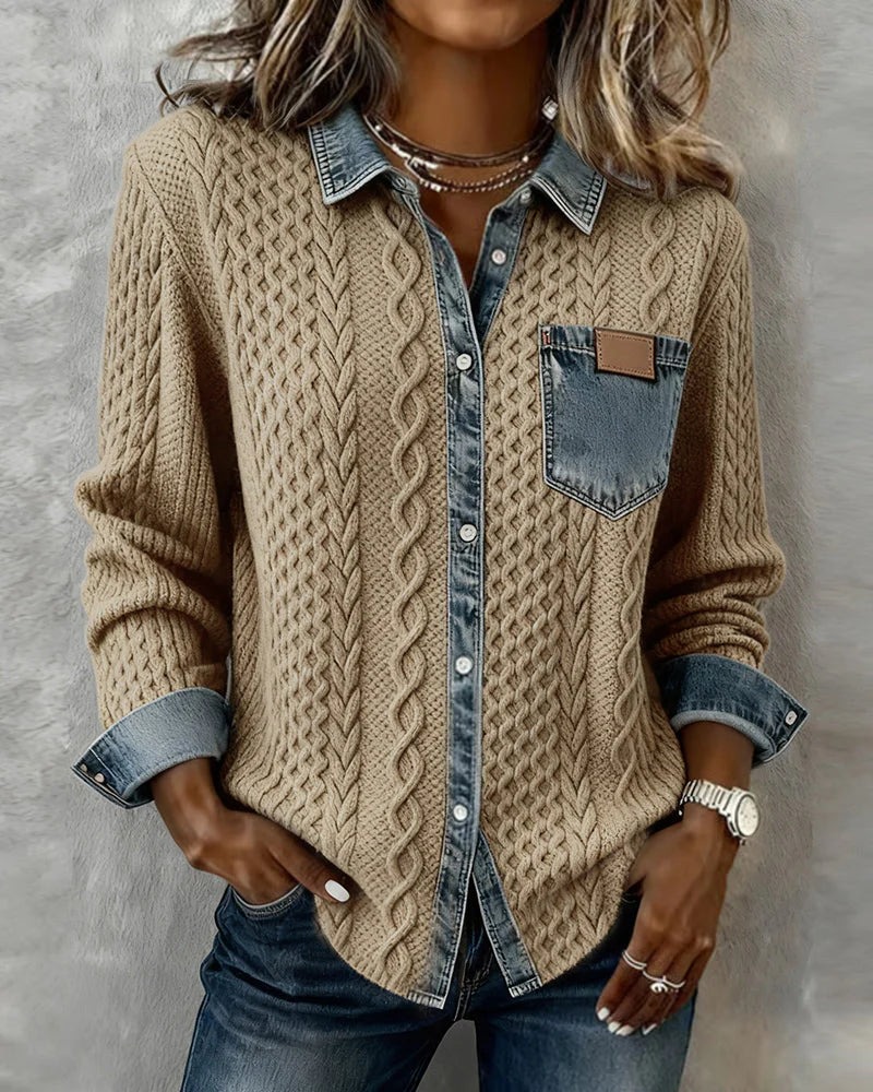Patricia | Chaqueta de Punto con Detalles Vaqueros