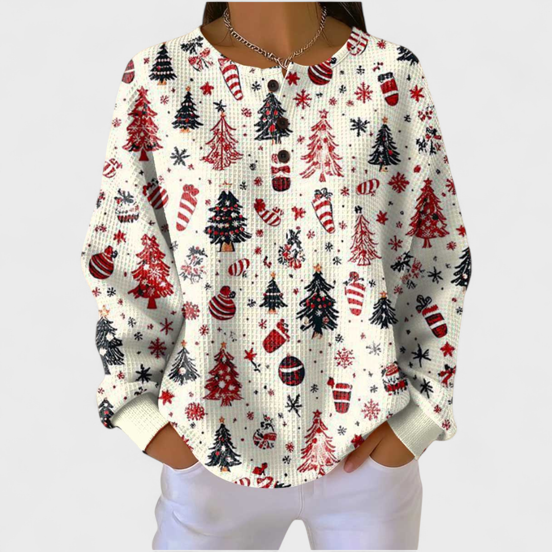 Ana | Jersey crema con abeto de Navidad
