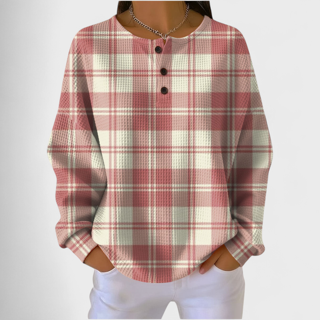 Emilia | Jersey rosa de cuadros