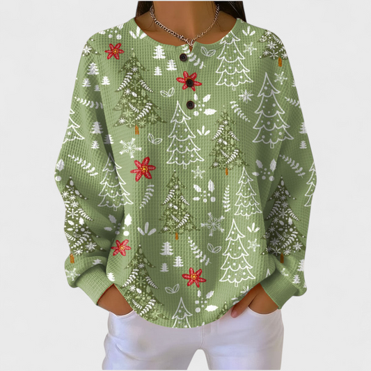 Irene | Jersey verde con abeto de Navidad