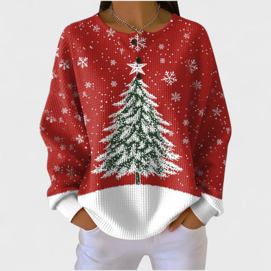 Sofía | Jersey rojo con abeto de Navidad