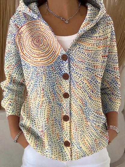 Paloma | Chaqueta de Punto Estampada con Capucha