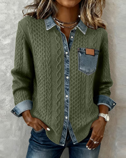 Patricia | Chaqueta de Punto con Detalles Vaqueros