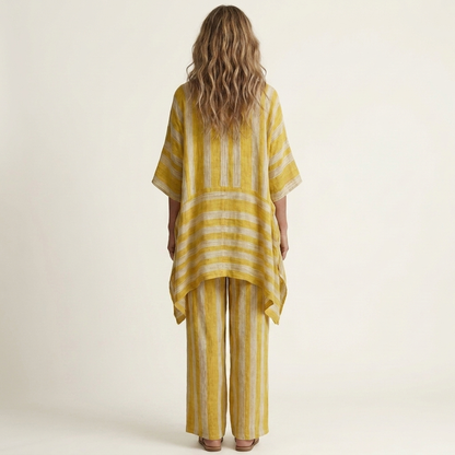 Sasha | Conjunto de Dos Piezas de Rayas en Algodón y Lino